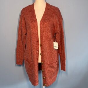❤️3/$30 a.n.a Women's Warm Rust Tweed Cardigan NWT